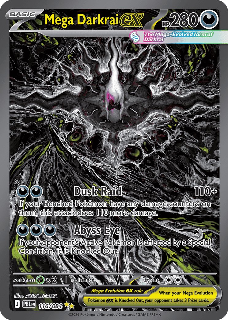 Mega Darkrai ex, carta ilustracion especial del set Pitch Black - Oscuridad Absoluta del Pokemon TCG