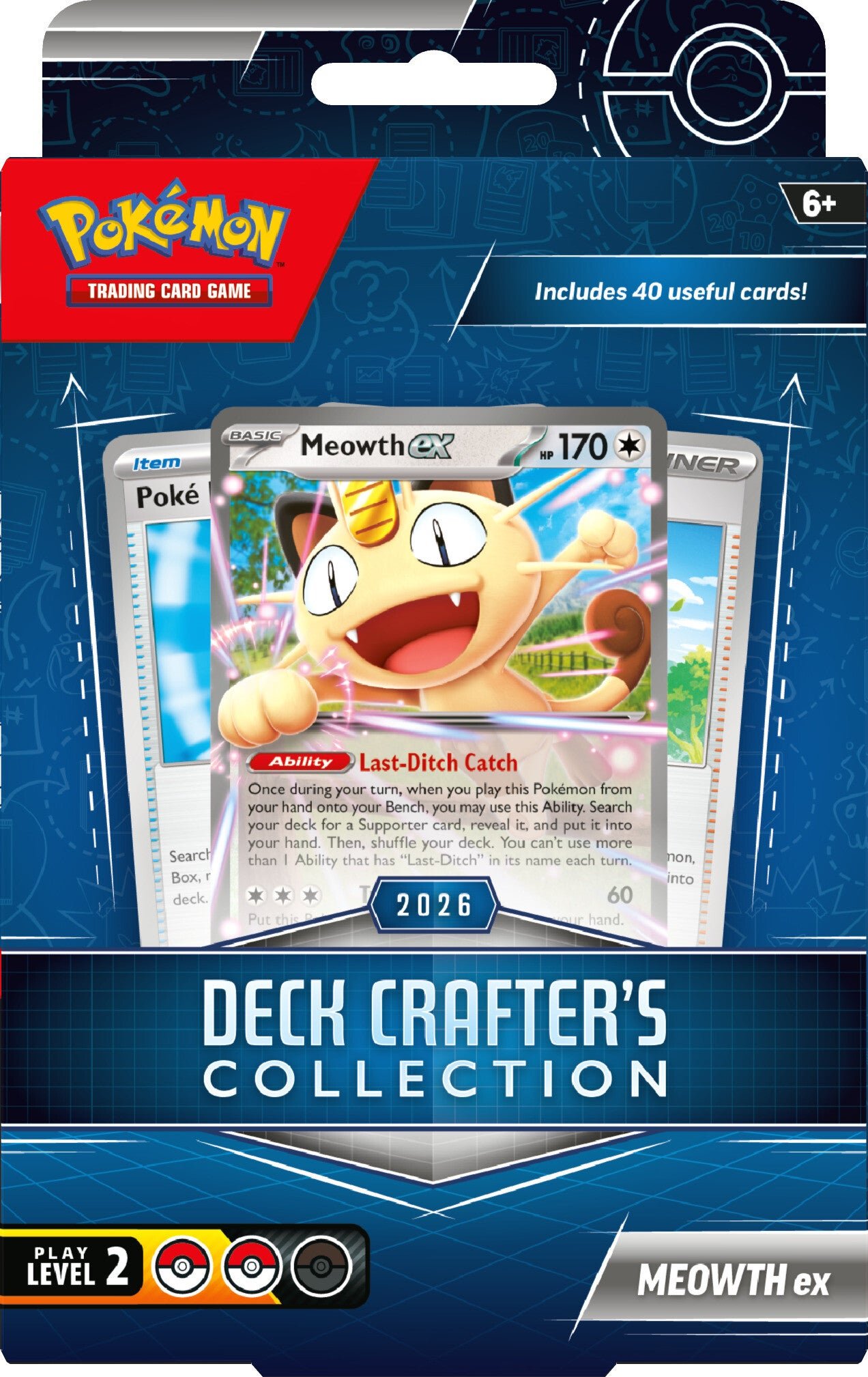 Caja de Deck Crafter's Collection con la carta Meowth ex de Pokémon TCG