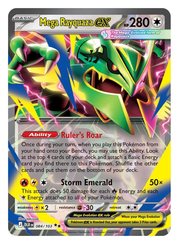 Carta Mega Rayquaza ex del set Pokemon TCG Delta Reign